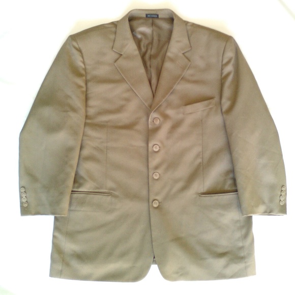 Camel Tan Corduroy Soprano Suit Blazer Peacoat Single-Breasted Sport Jacket Silk - Picture 1 of 8